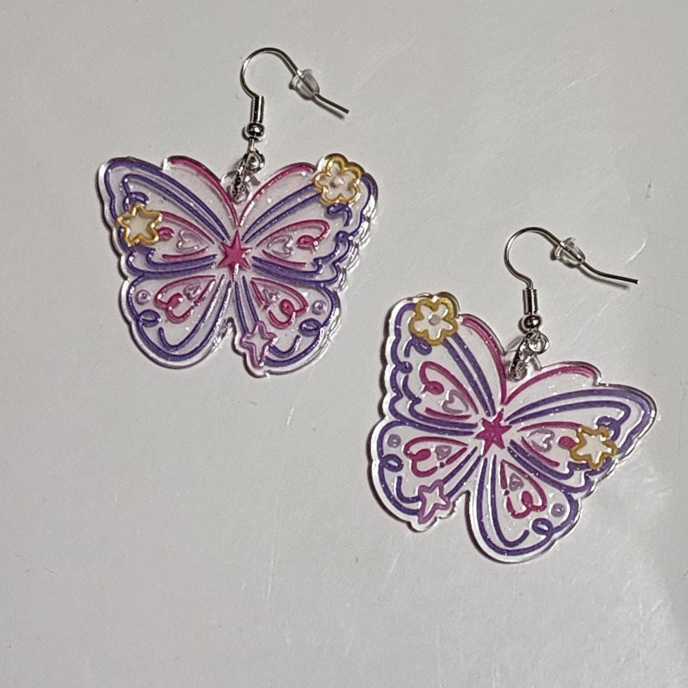 Butterfly Earrings Gift Party Jewelry Dangle Purple